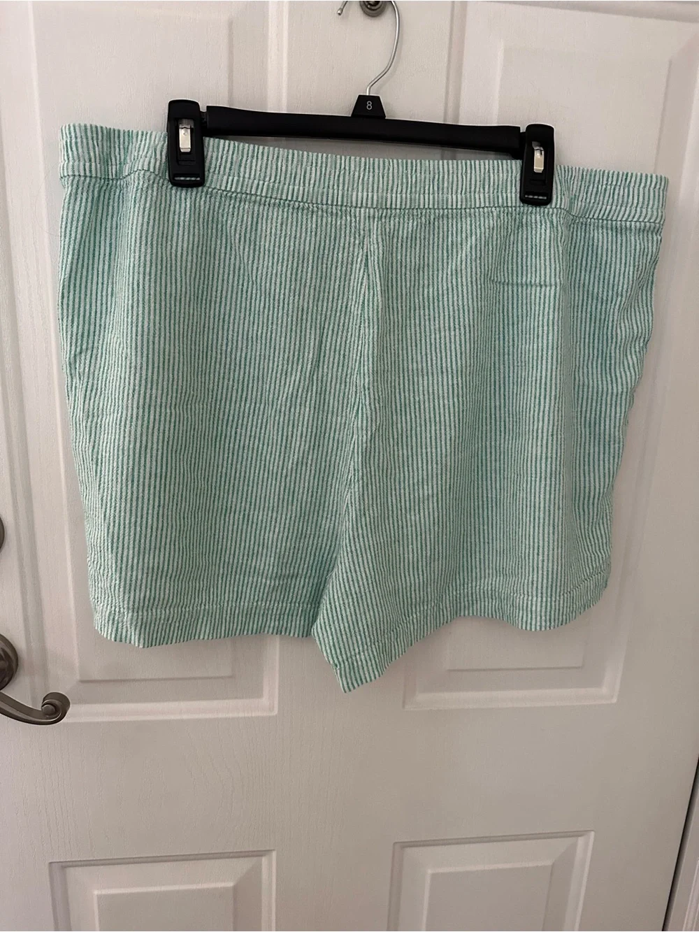 J Crew Linen-blend drawstring short Green and white stripe size XL
